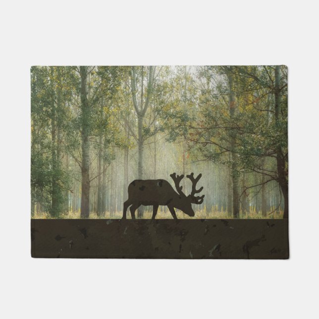 Felpudo Alces en el ilustracion del bosque (Anverso)