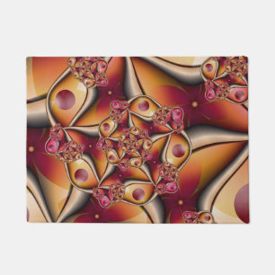 Felpudo Alegría Colorida Abstracta Fantasía Roja Naranja F