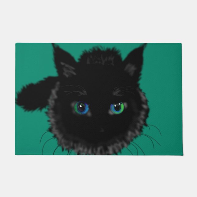 Felpudo Alfombrilla con gato negro (Anverso)
