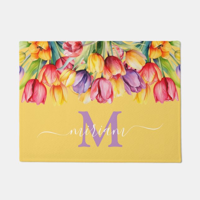 Felpudo Alfombrilla de auto de cocina de lujo: flores de p (Anverso)