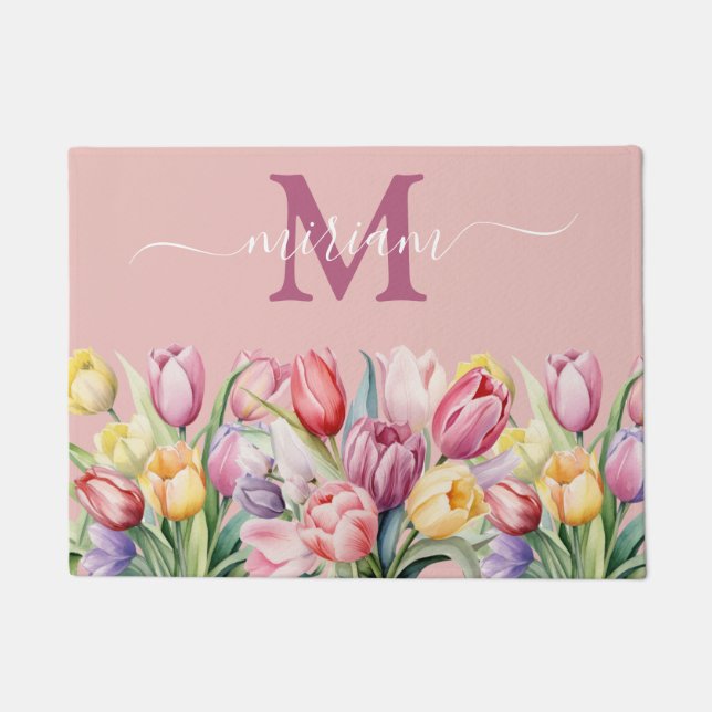 Felpudo Alfombrilla de auto de cocina de lujo: tulipanes r (Anverso)