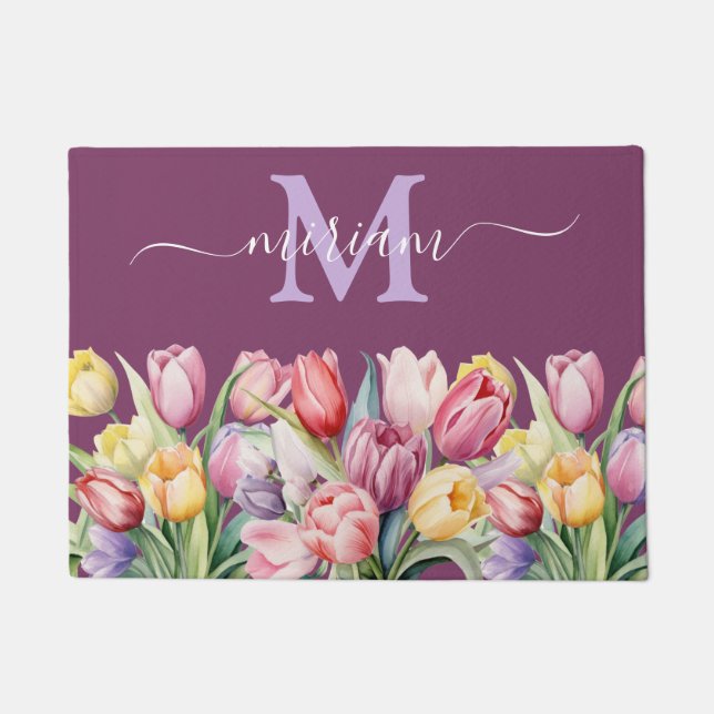Felpudo Alfombrilla de auto de cocina de lujo: tulipanes r (Anverso)