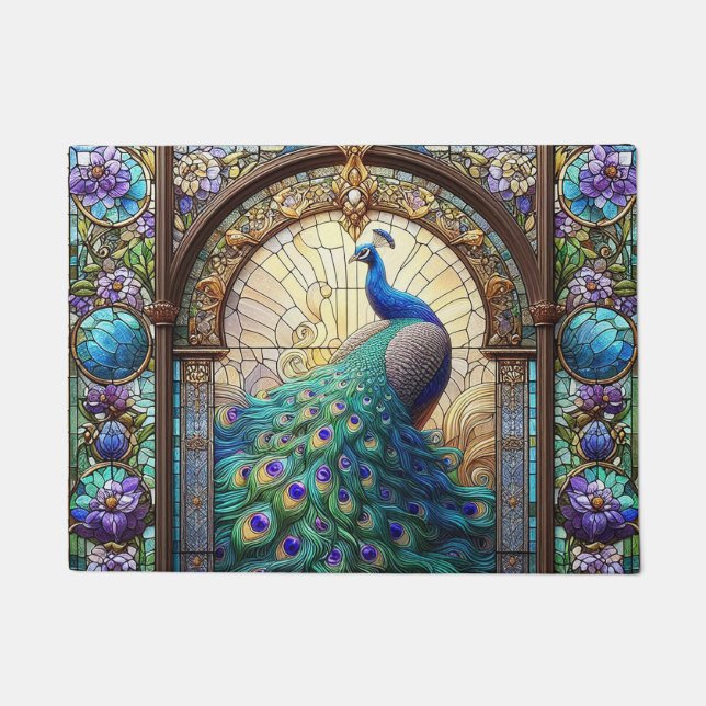 Felpudo Alfombrilla de auto de cocina Peacock Vidrio Manch (Anverso)