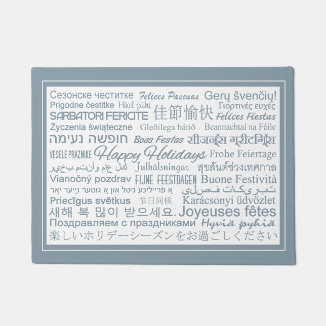 Felpudo Alfombrilla de auto multilingüe "Felices Fiestas" (Anverso)