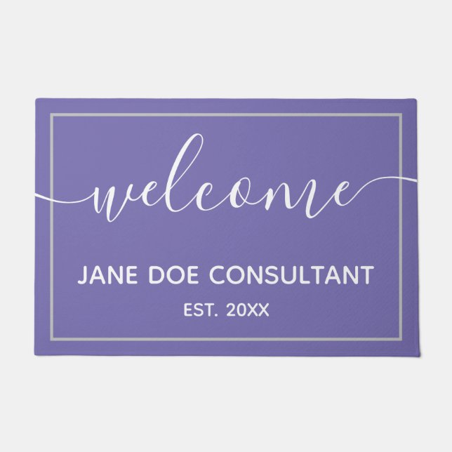 Felpudo Alfombrilla de bienvenida personalizada Periwinkle (Anverso)