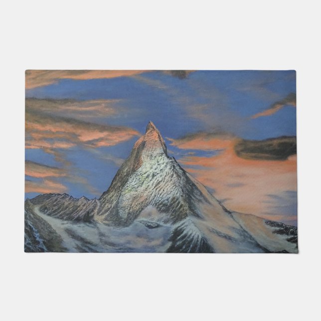 Felpudo Alfombrilla - "El Matterhorn al Atardecer" (Anverso)