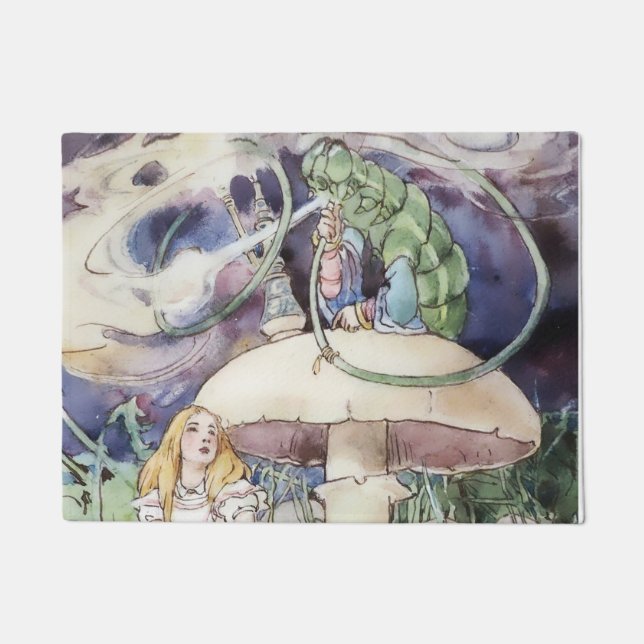 Felpudo “Alice and the Caterpillar” by Alice B Woodward (Anverso)