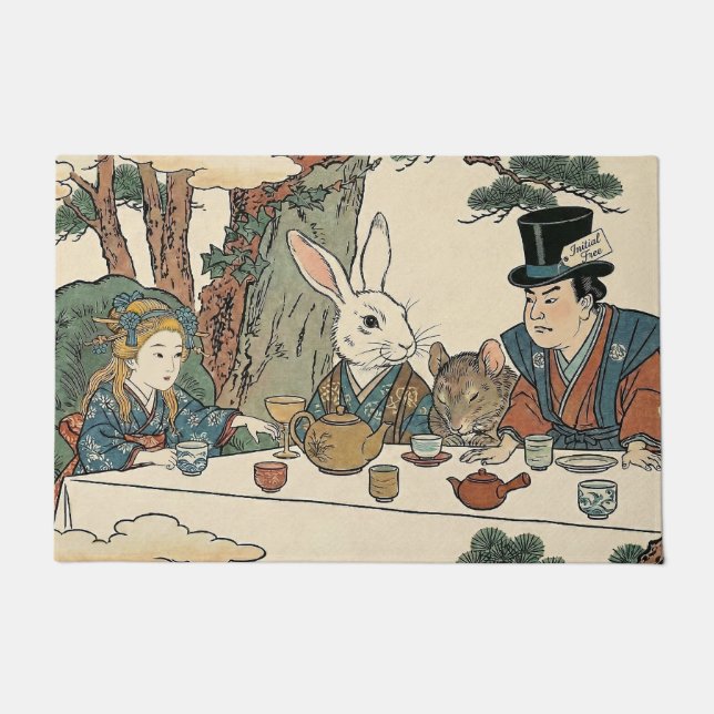 Felpudo Alice Lost in Japan | Ukiyo-e Mad Tea Party (Anverso)