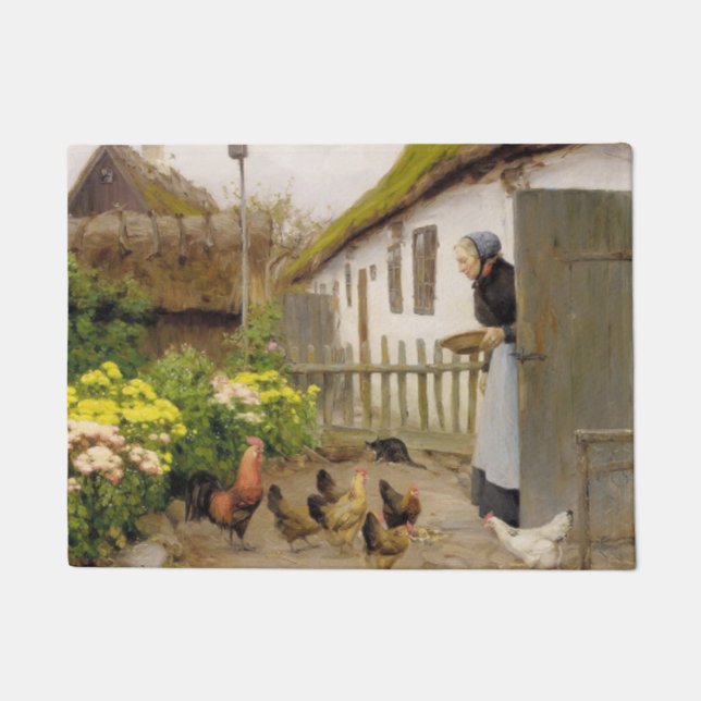 Felpudo Alimentación de las gallinas (por H.A. Brendekilde (Anverso)