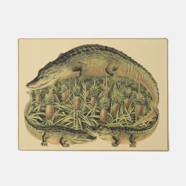 Felpudo Alligadores y piñas, bienvenidos, (Anverso)