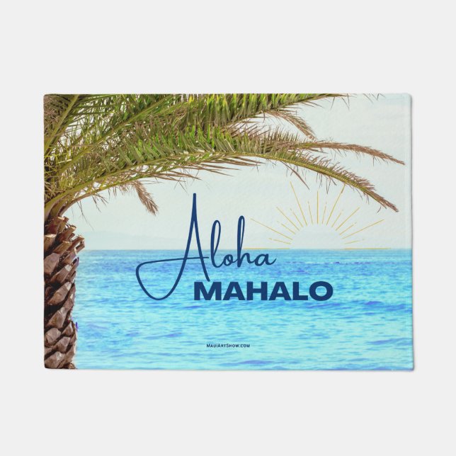 FELPUDO ALOHA MAHALO - PUERTA TROPICAL HAWAII - MAT DE PUE (Anverso)