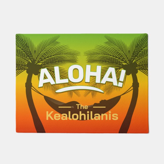 Felpudo ALOHA Tropical Palm and Sunset (Anverso)