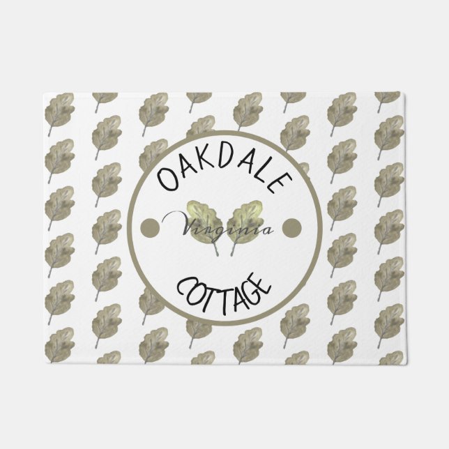 Felpudo Alquiler Rústico Cabina Cabina Hojas Botánicas (Anverso)