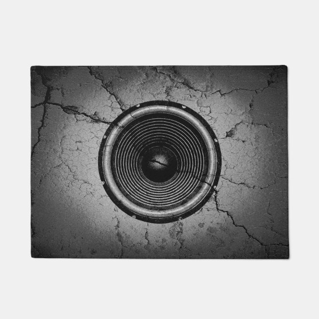 Felpudo Altavoz musical en una pared rota (Anverso)