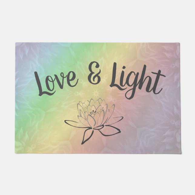 Felpudo Ama pastel arcoiris y luces (Anverso)