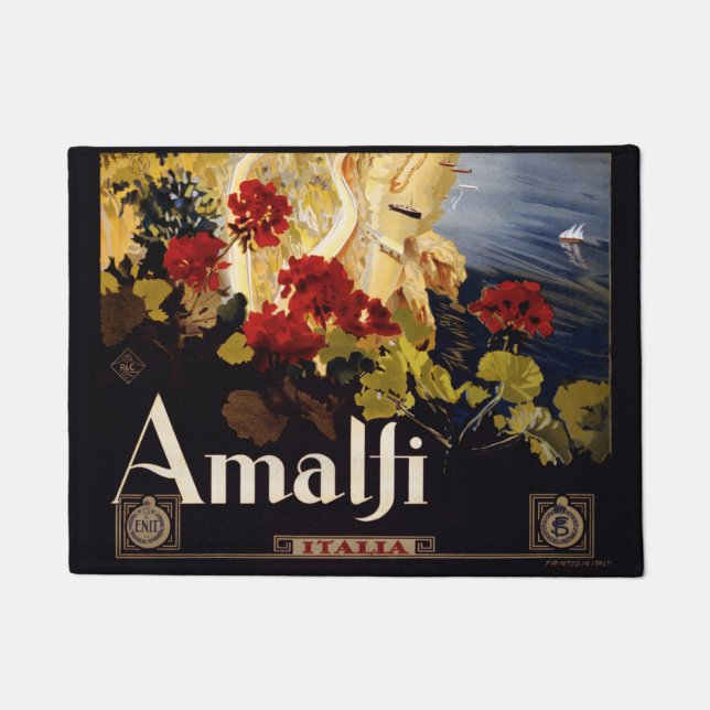 Felpudo Amalfi Italia Viaje Afiche Arte Gráfico (Anverso)