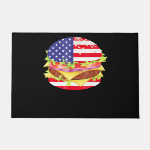 Felpudo Amantes de barbacoa   Hamburguesa Bandera Estadoun