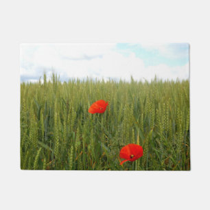 Felpudo Amapolas en una estera de puerta del campo de