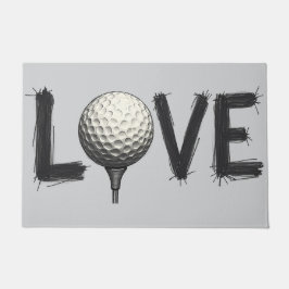Felpudo Amar el arte de la tipografía del golf para