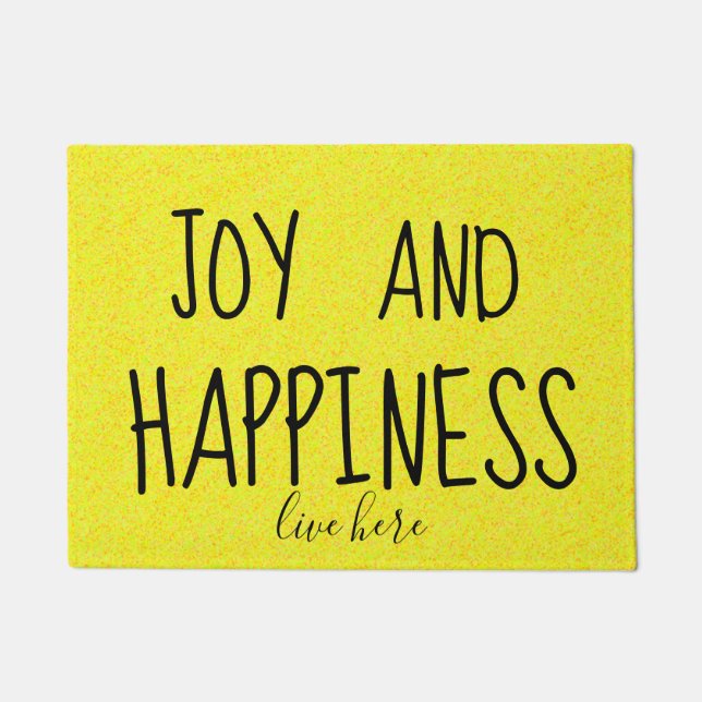 Felpudo Amarillo magnífico vivo de la ALEGRÍA y de la (Anverso)