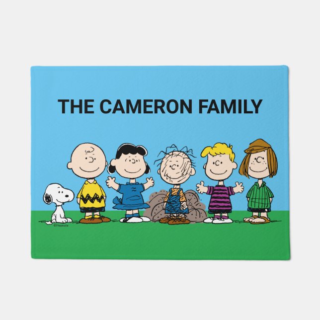 Felpudo Amigos De Maní En Una Fila (Anverso)