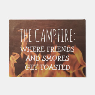 Felpudo Amigos divertidos de madera rústicos Smores de la