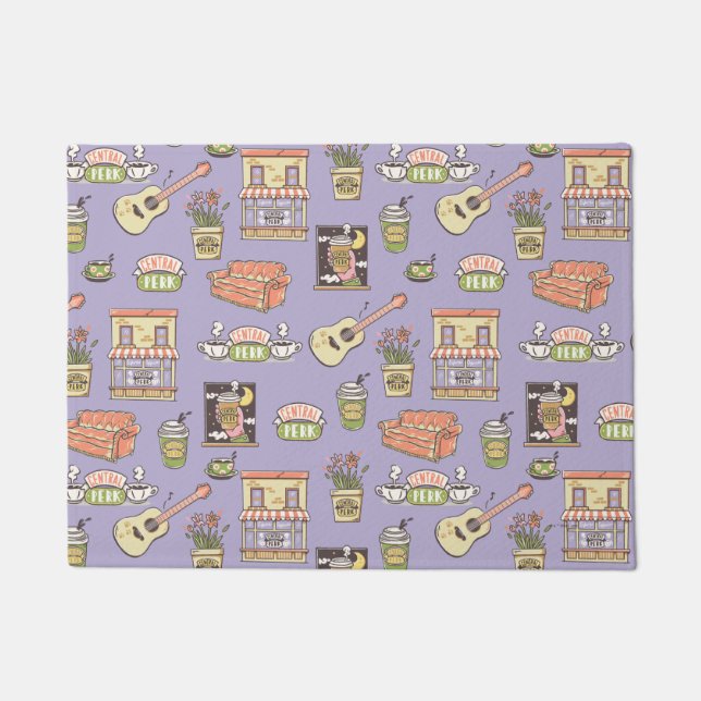 Felpudo AMIGOS™ | Patrón de iconos morados (Anverso)