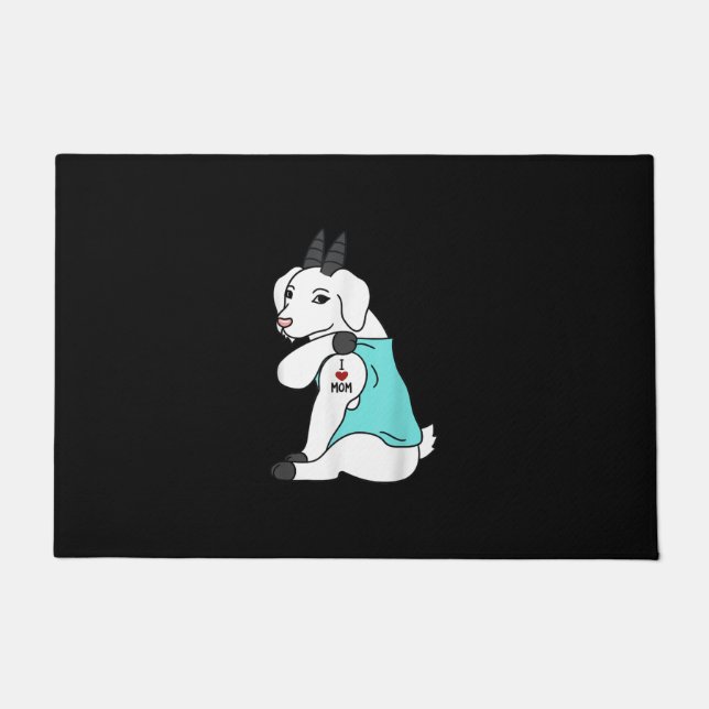 Felpudo Amo a Mamá Tattoo Goat Funny Mors Day Mascota (Anverso)
