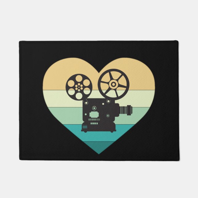 Felpudo Amo el proyector de cine retro (Anverso)