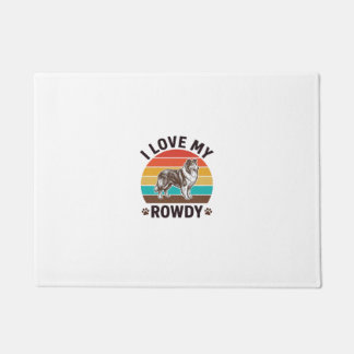 Felpudo Amo mi diseño de perro Collie vintage alborotado_1