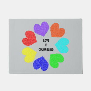 Felpudo Amor interracial Corazón arcoiris Puerta Mat
