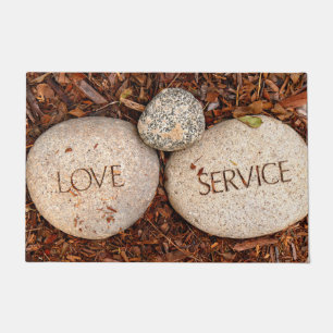 Felpudo "Amor" "Servicio" Espiritual Piedra Religiosa