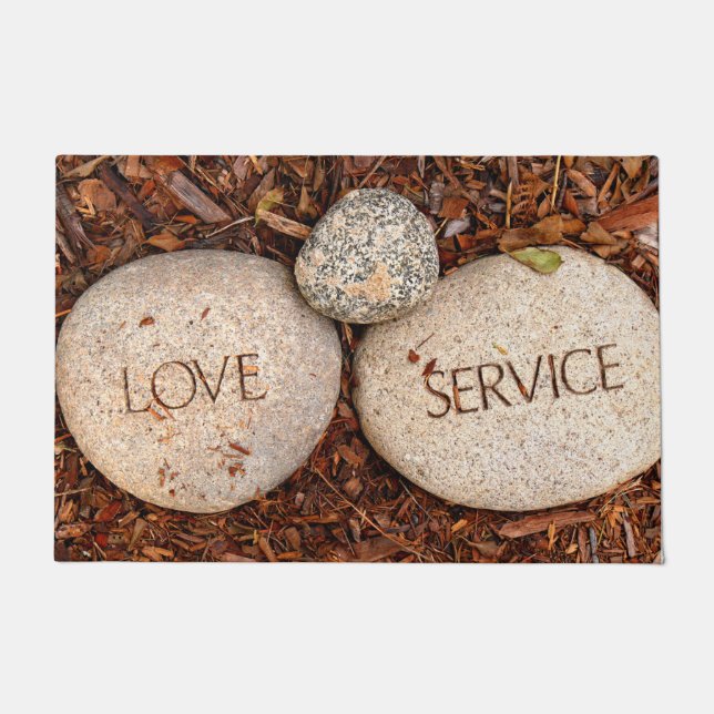 Felpudo "Amor" "Servicio" Espiritual Piedra Religiosa (Anverso)