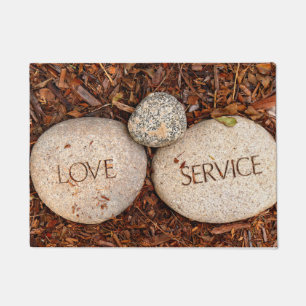Felpudo "Amor" "Servicio" Espiritual Piedra Religiosa