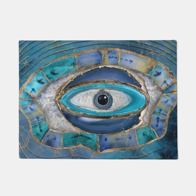 Felpudo Amulet de ojos malvados Agate y oro (Anverso)