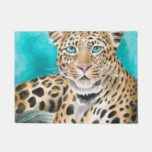Felpudo Amur Leopard Watercolor Art