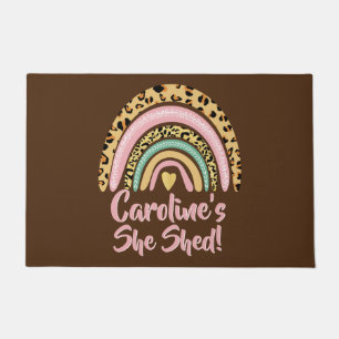 Felpudo Añadir nombre a ella Leopardo Shed Imprimir corazó