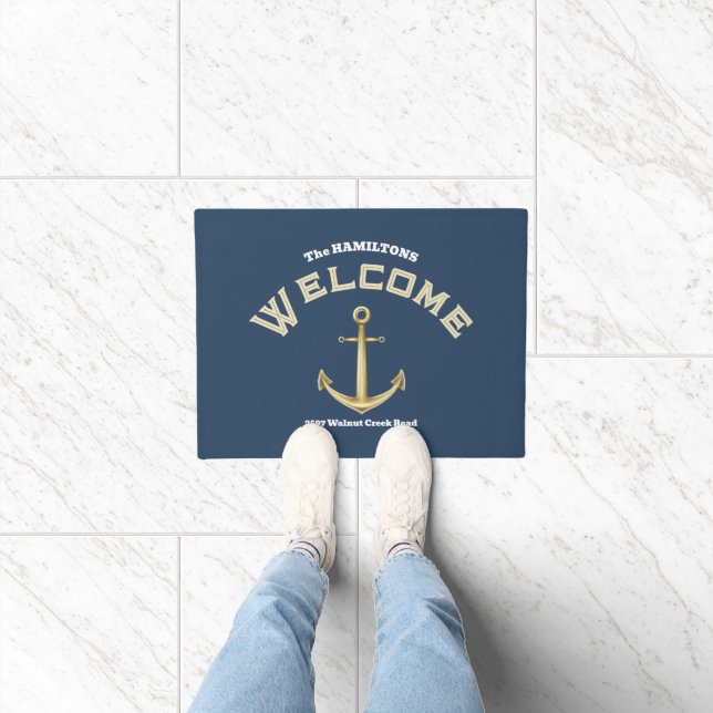 Felpudo Anchor Custom Name and Text Nautical (Interior)