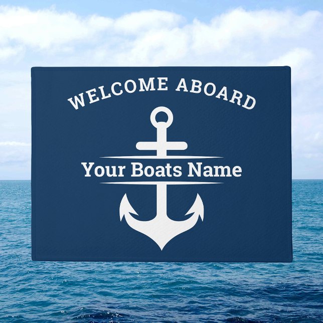 Felpudo Anclaje de nombre de barco náutico personalizado (Personalized Nautical Boat Name Anchor Doormat
)