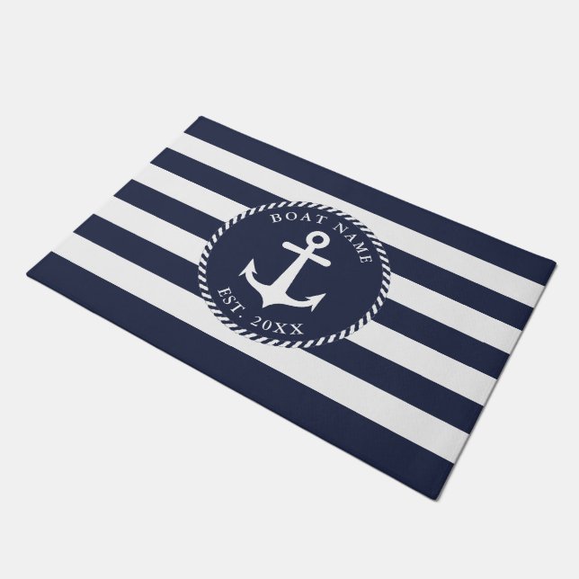 Felpudo Anclaje náutico blanco azul de la Marina Personali (Angular)