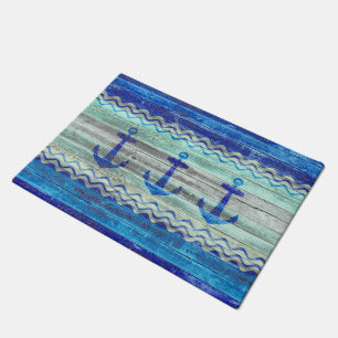 Felpudo Anclajes de decoración de la costa azul de la mar