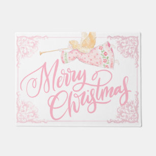 Felpudo Ángel de Navidad de Rosa Pastel