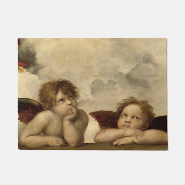 Felpudo Angels Cherubs Raphael Santi Sistine Madonna Sweet (Anverso)