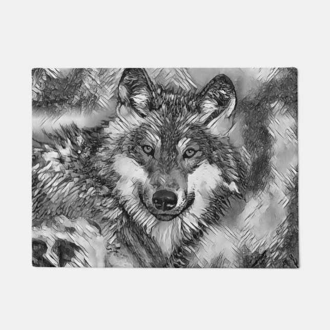 Felpudo AnimalArtBW_Lobo_001 (Anverso)