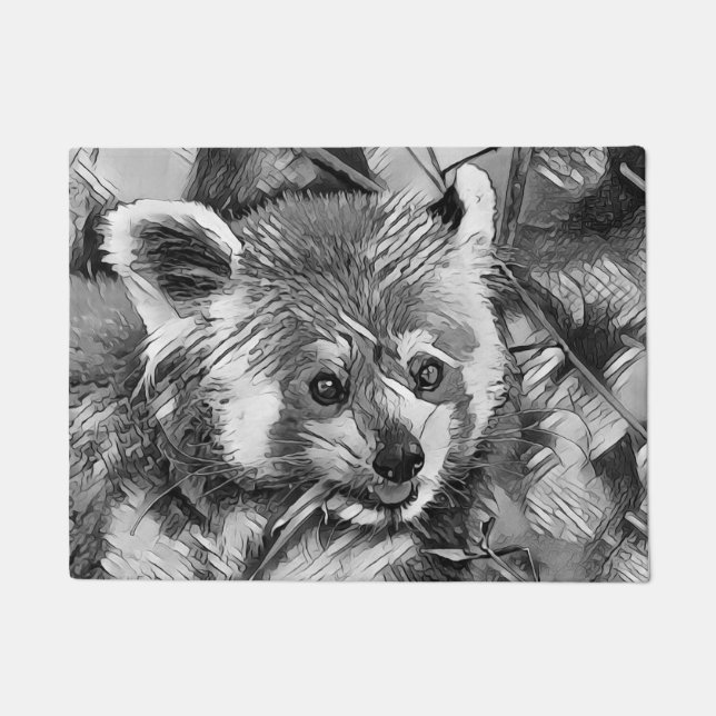 Felpudo AnimalArtBW_RedPanda_003 (Anverso)