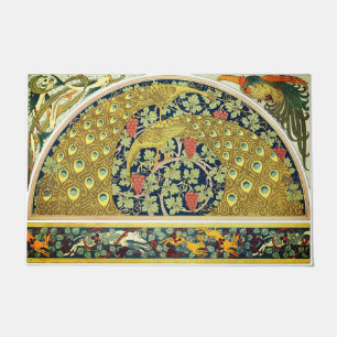 Felpudo Animales de pavo real Art Nouveau