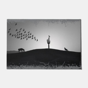 Felpudo Animales del desierto blanco y negro de Arizona