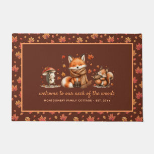Felpudo Animales Lindos del Bosque de Otoño Personalizados
