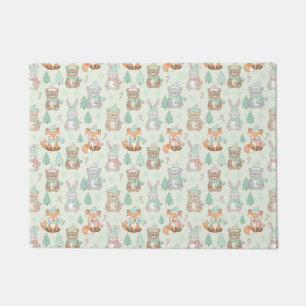 Felpudo Animales Navideños Adorables Patrón Continuo