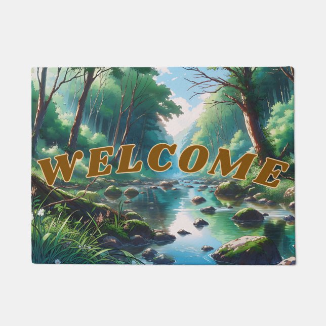 Felpudo Anime Waldlandschafts Grafik (Anverso)